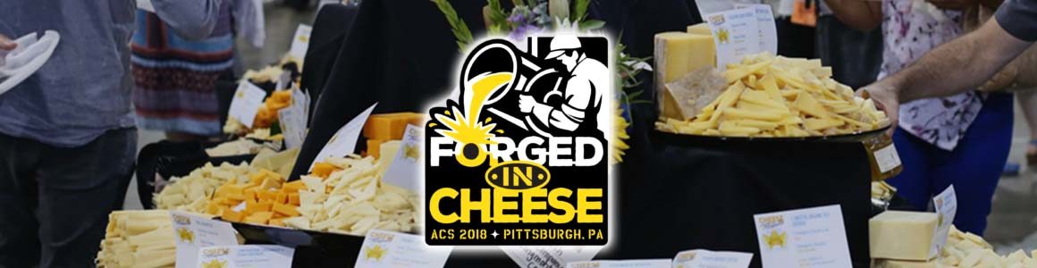 ACS 2018 logo on a photo background of cheeses.